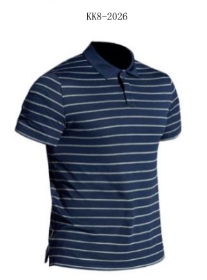 Men'sn dye-stripe polo shirt made of recyeled materials